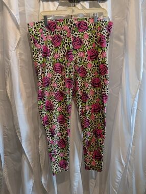 C8 Torrid Betsey Johnson Floral Leopard Print Leggings - Size 3